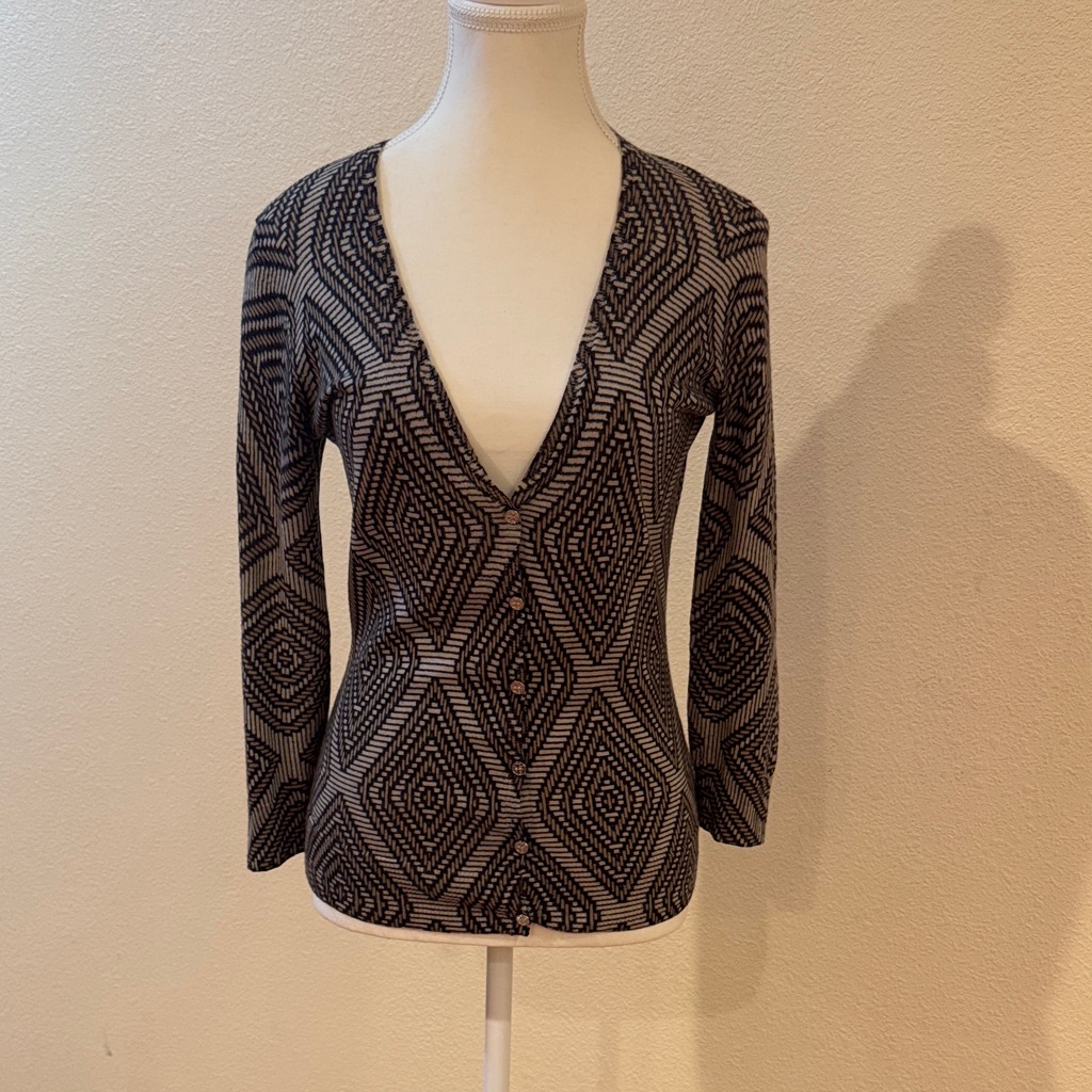Tory Burch Blue And Cream Wool Sweater